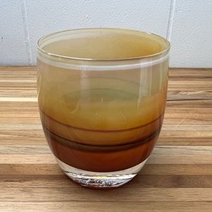 GLASSYBABY brown (Jane’s caramel?) Color Pre Triskelion Art Glass Votive Candle